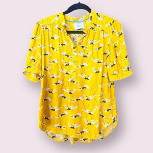 Anthropologie Blouse Emily Isabella Womens Small Vneck Trapeze Circus